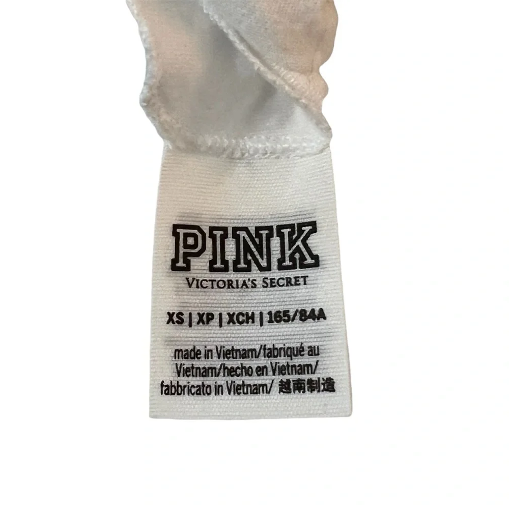 NWOT White Victoria Secret Pink XS Short Sleeve Top With Back Lacing - Picture 6 of 9